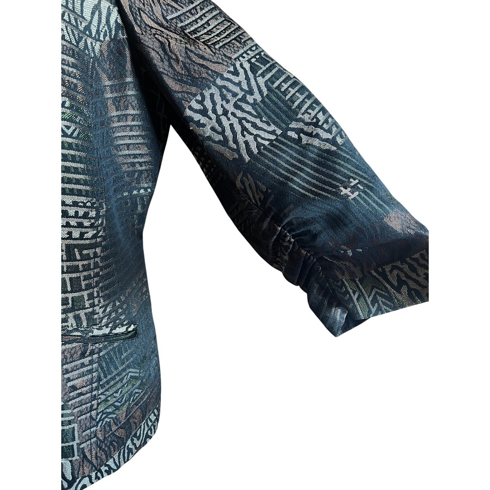 Chico's Metallic Jacquard Patchwork Blazer Brown … - image 7